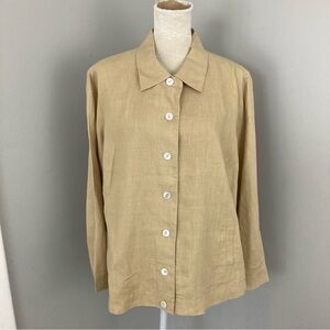 Saks Fifth Avenue real clothes 100% linen shirt button up Lagenlook shacket 18